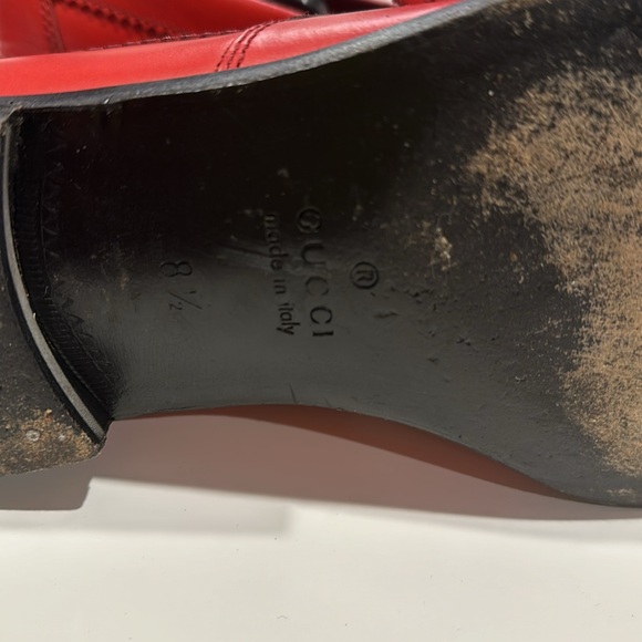Gucci leather shoes in brilliant red 8.5 European 9.5 US size - Picture 4 of 6